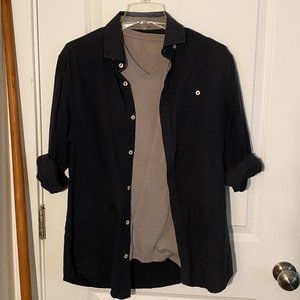 H&M Dark Blue Casual Button Down (Medium)